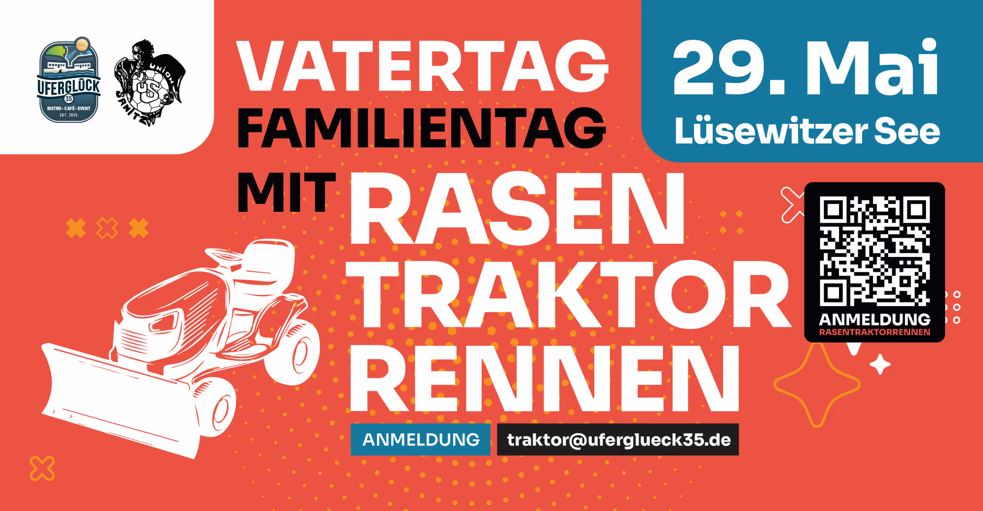 Herrentag in Groß Lüsewitz - das Uferglück am See lädt ein zum Rasentraktorrennen